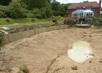 Example of Large Pond Construction including Edging